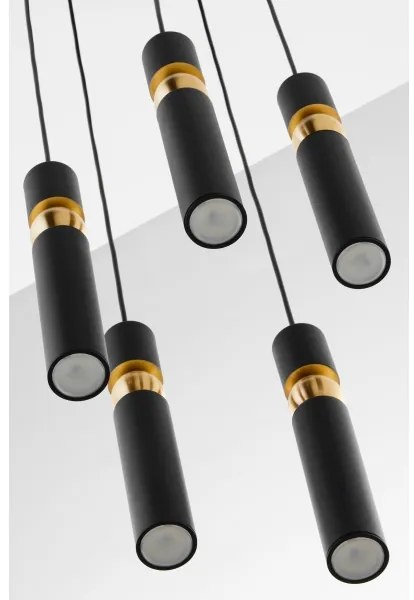 Lustră pe cablu Jupiter 2014 ALAS 5xGU10/10W/230V negru/auriu