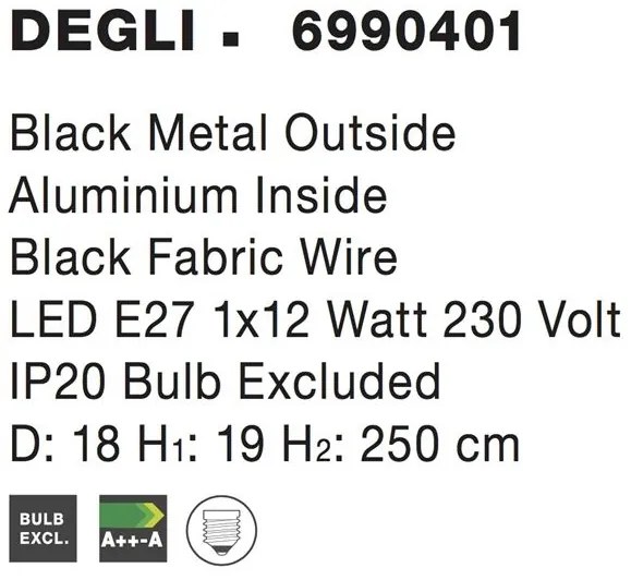 Pendul design modern Degli, negru NVL-6990401