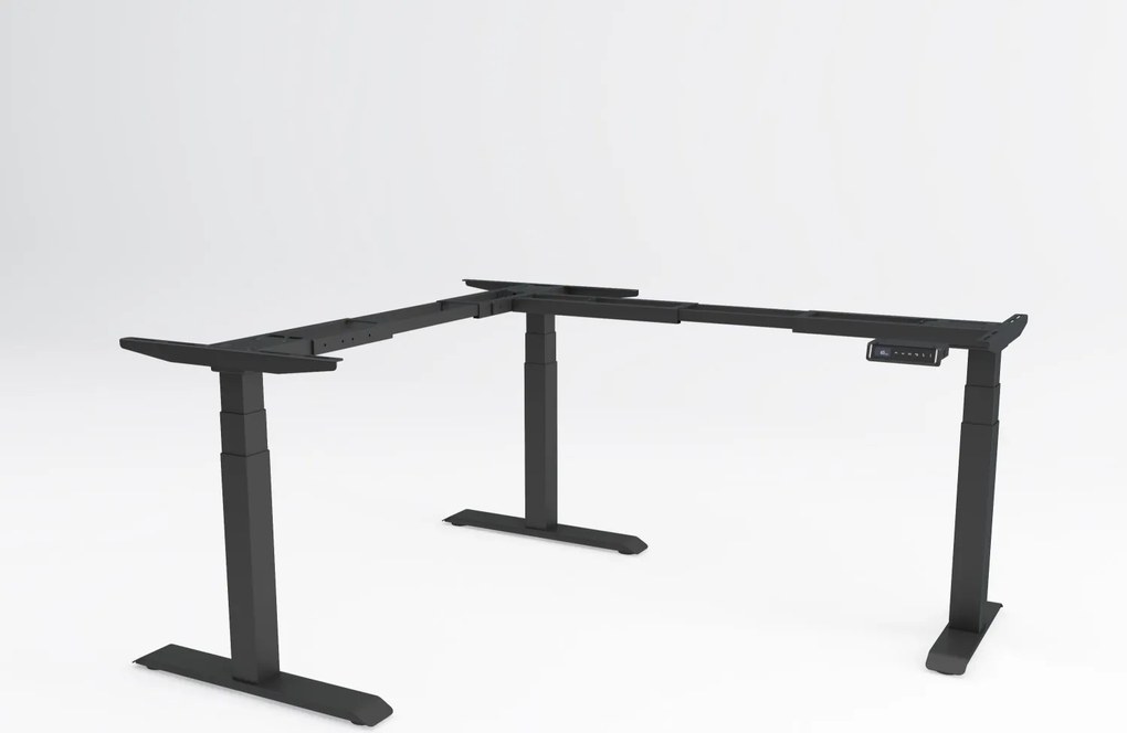 Cadru birou reglabil electric în L, Viva Upgrade, triple motor, 150 kg - Negru