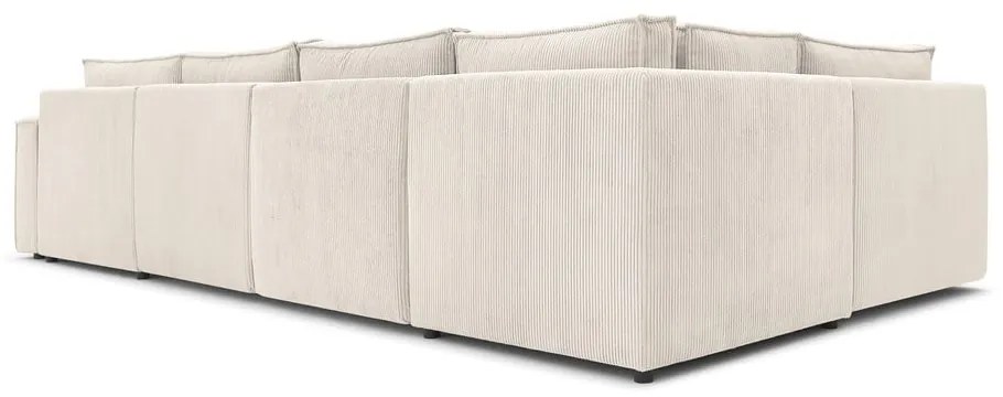 Colțar crem cu tapițerie din catifea reiată (cu colț pe partea stângă /în formă de "U") Nihad modular – Bobochic Paris