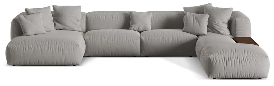 Colțar modular gri deschis (cu colț pe partea dreaptă/în formă de "U") Martina – Micadoni Home