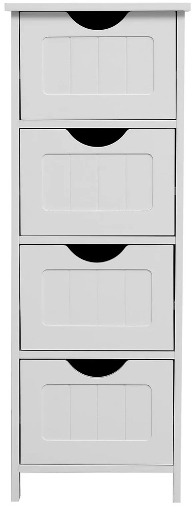 RESIGILAT- Dulap de depozitare pentru baie, cu 4 sertare, multifuncțional, 30x30x82 cm, Alb