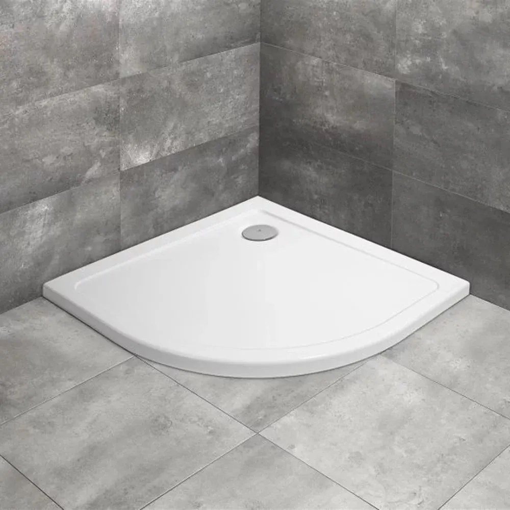 Cadita dus semirotunda Radaway Doros A 80x80 cm acril alb