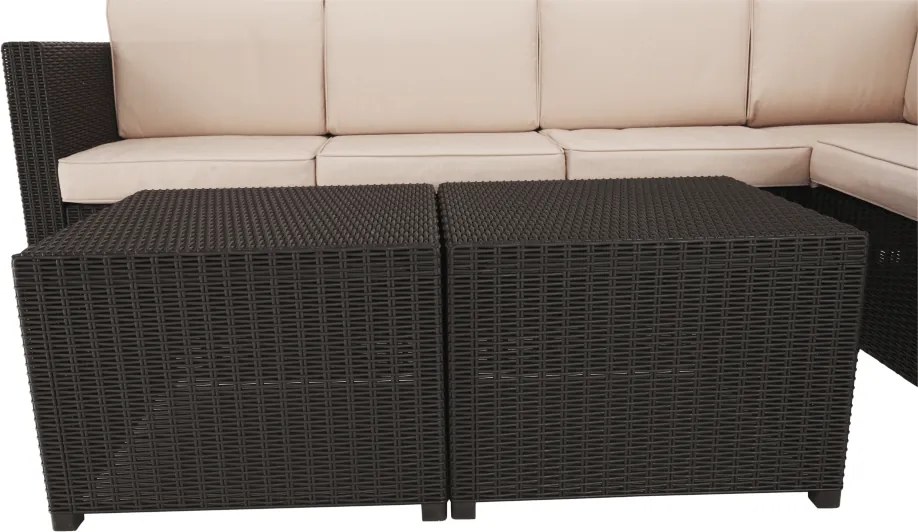 Set de grădină din rattan, 3 piese, maro/bej, RODEN