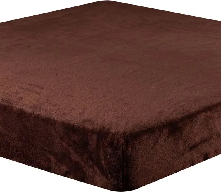 decoDoma Cearceaf cu elastic din micropluș de culoarea ciocolatei 180 x 200 cm