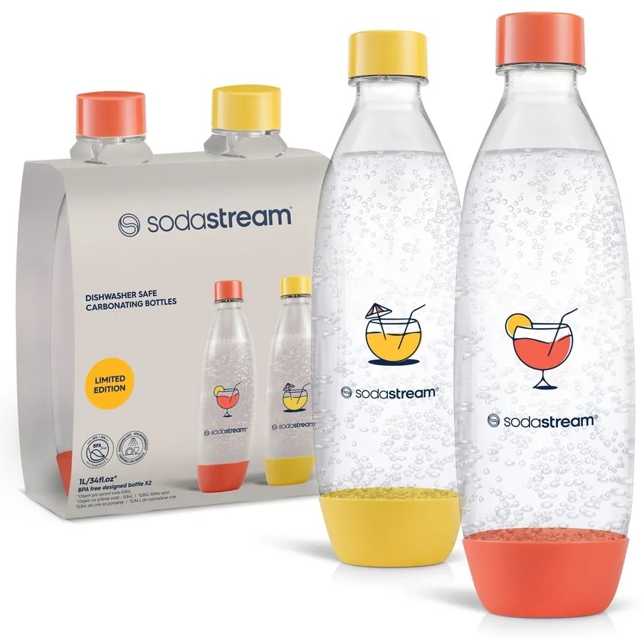 Sticlă Sodastream Fuse Orange/Yellow 2x 1 l,lavabilă în mașina de spălat vase