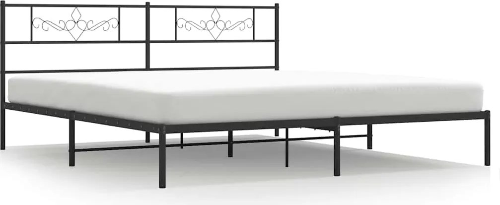 vidaXL Cadru de pat metalic cu tăblie, negru, 193x203 cm