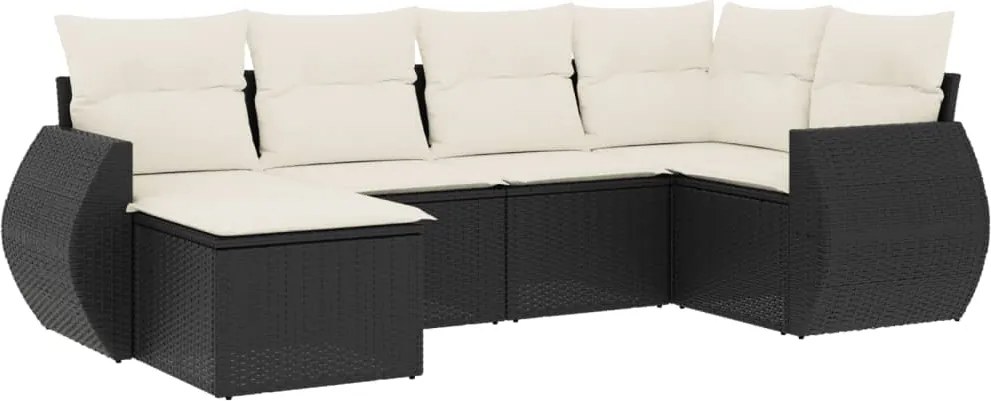 vidaXL Set mobilier de grădină cu perne, 6 piese, negru, poliratan