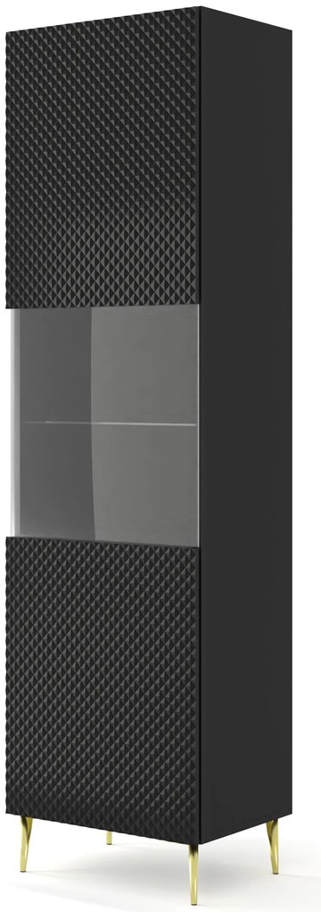 Vitrină C 1DS Rowanna (Negru lucios + Auriu). 1125060