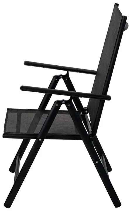 Scaun metalic pliabil Muhler 1005248, 7 pozitii, Spatar si scaun din material textil, Negru