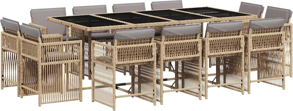 vidaXL Set mobilier grădină cu perne, 13 piese, bej combinat poliratan