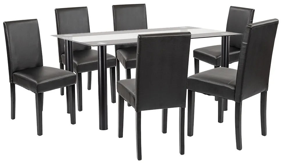 Set de masă Cadiz 6+1 negru-negru