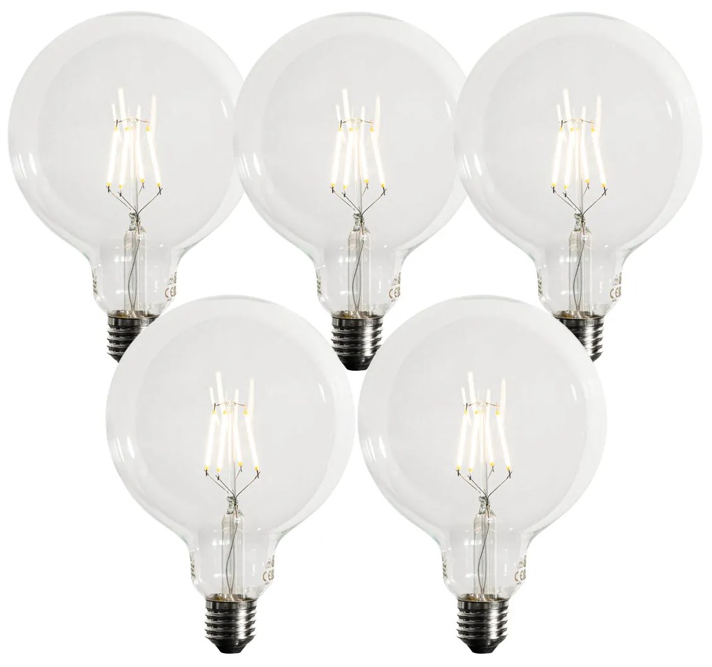 Set de 5 becuri LED E27 reglabile G125 5W 450 lm 3000K