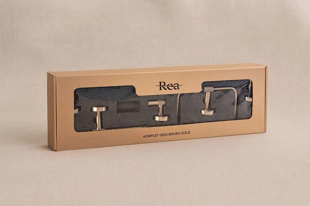 Set accesorii pentru baie GRID auriu periat 4 piese