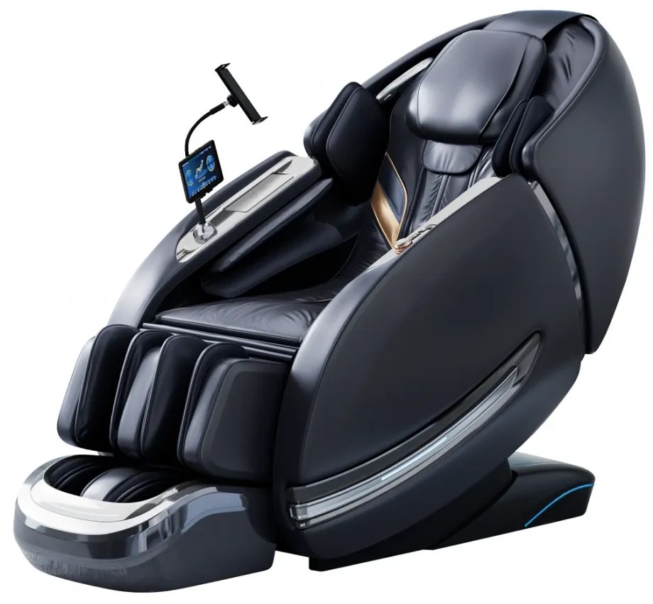 Fotoliu de masaj LUXOR L183 PRO, AI voce, Incalzire, Bluetooth, Zero Gravity SL-Track Shiatsu, Joystick și suport pentru telefon, Controler rapid cotiera, 2 Boxe, Moduri Automate, Suport Picioare extensibil, Piele PU Premium, Negru