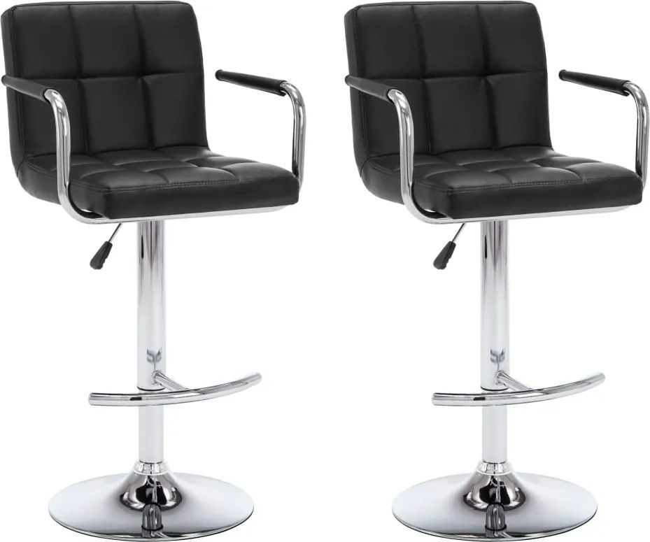 vidaXL Scaune de bar, 2 buc., negru, piele ecologică