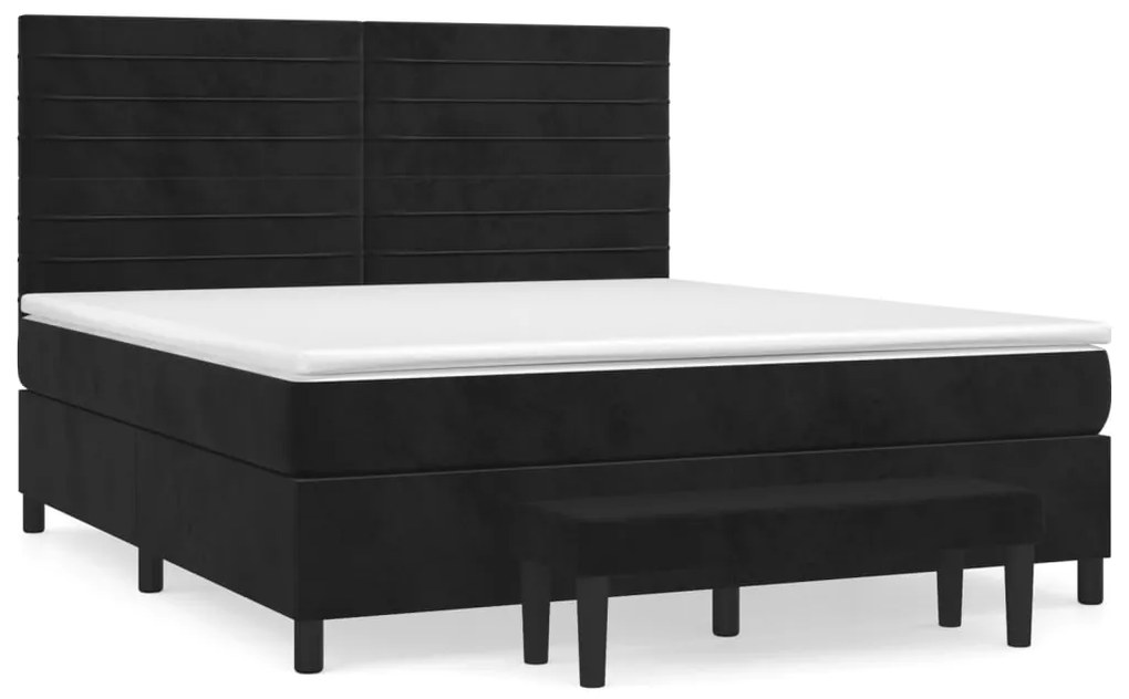 3137919 vidaXL Pat box spring cu saltea, negru, 180x200 cm, catifea