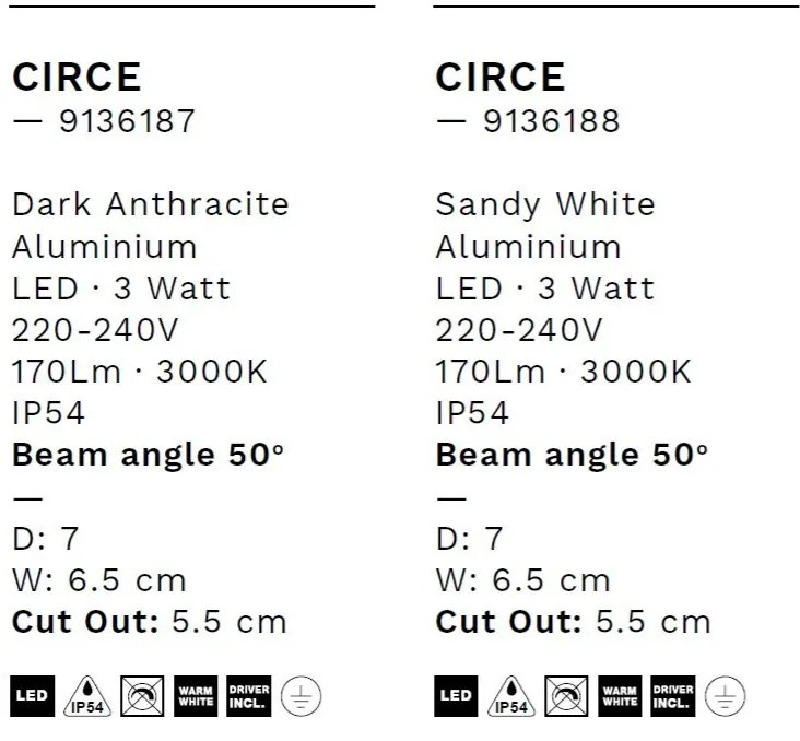 Spot LED incastrat iluminat exterior IP54 CIRCE antracit