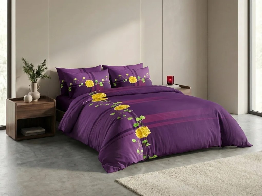 Lenjerie de pat din bumbac RENARA mov Dimensiune lenjerie de pat: 70 x 90 cm | 140 x 200 cm