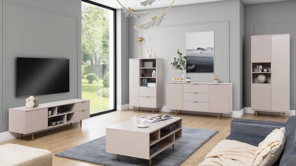 Set mobilier living Newelon I (Cașmir + auriu) . 1105963