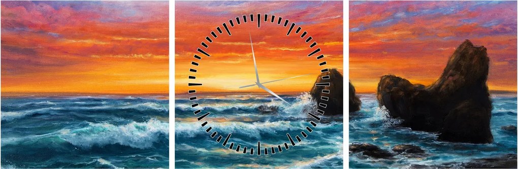 Tablou - Apus de soare (cu ceas) (90x30 cm)