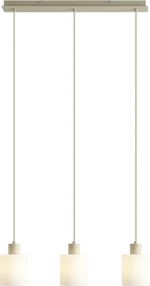 Lampă suspendată scandinavă bej cu sticlă albă 3 lumini - Wisp