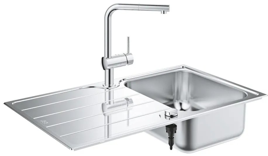 GROHE 31573SD1 - Set chiuvetă de bucătărie K500 cu scurgător și baterie A, 86×50 cm, oțel inoxidabil