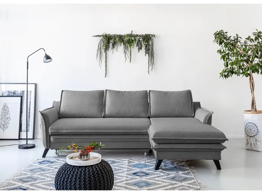 Colțar extensibil cu șezlong pe partea dreaptă Miuform Charming Charlie, gri