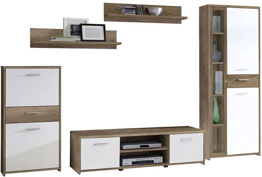 BIBLIOTECA MODE,256.9X52.7X183.1 CM,CULOARE STEJAR ANTIC/ALB,PAL