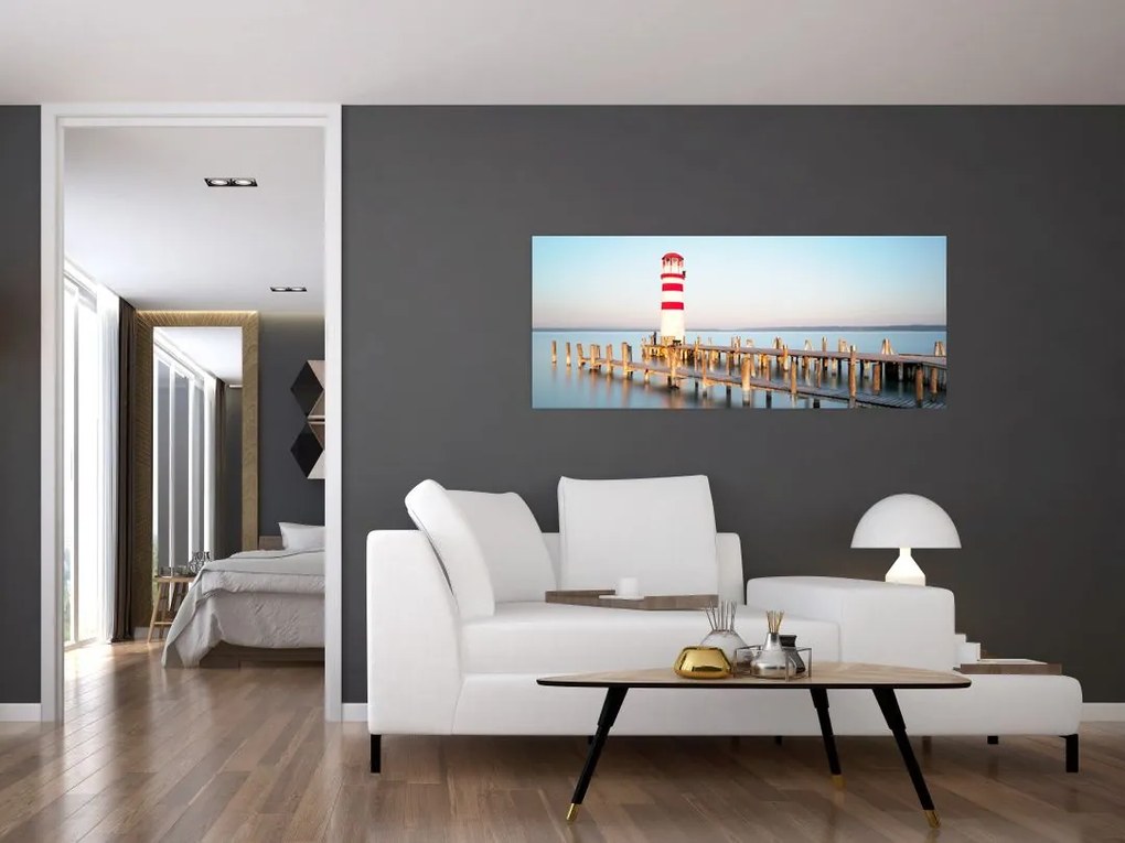 Tablou cu far la răsărit de soare (120x50 cm)