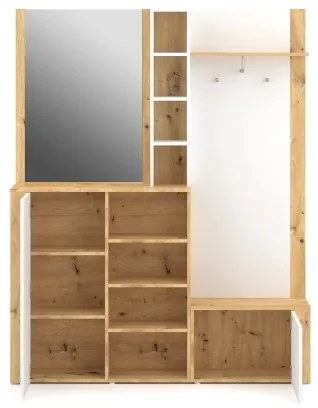 Panou pentru hol KEVIN cu oglindă, maro/alb