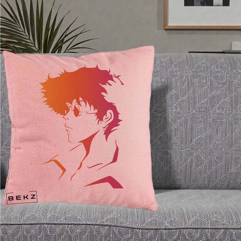 Perna decorativa Cowboy Bebop Spike Silueta Gradient, 40x40 cm cu Umplutura, Roz, BEKZ
