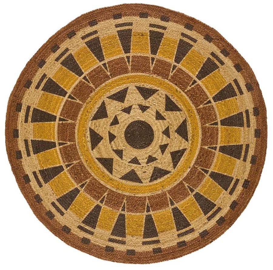 Covor portocaliu țesut manual rotund din iută ø 90 cm Tonga – Universal