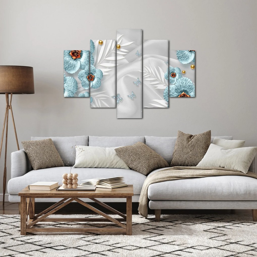 Tablou - 3D Flori albastre (150x105 cm)