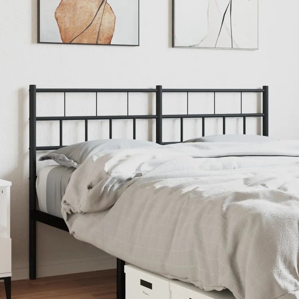 vidaXL Tăblie de pat metalică, negru, 120 cm