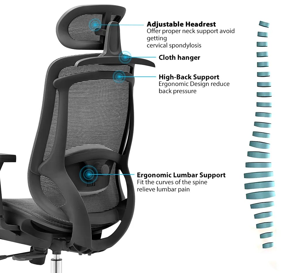 ErgoDynamic Icon-H -Black-, scaun de birou, full mesh, sezut translatie 5 cm