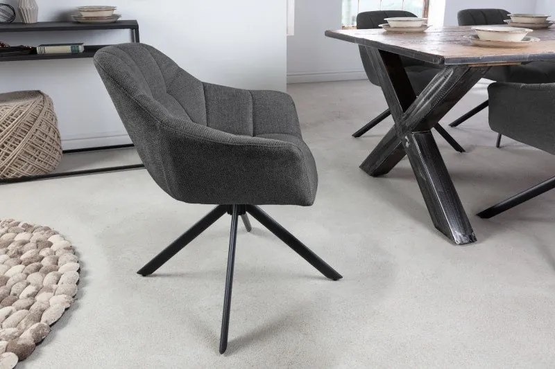 Set 2 scaune pivotante Papillon, tesatura structurala antracit