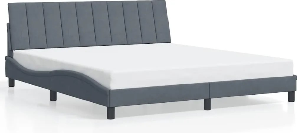 vidaXL Cadru de pat fără saltea, Hanko, gri închis, 180x200 cm, catifea