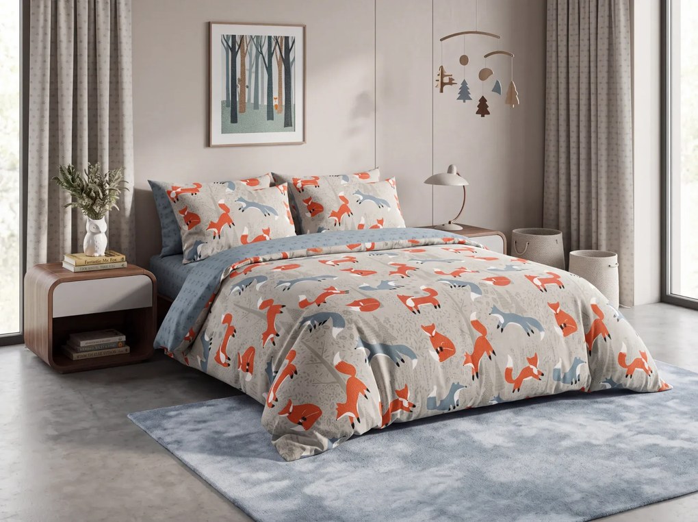 Lenjerie de pat din bumbac Renforcé FOXIVA gri Dimensiune lenjerie de pat: 70 x 90 cm | 140 x 200 cm
