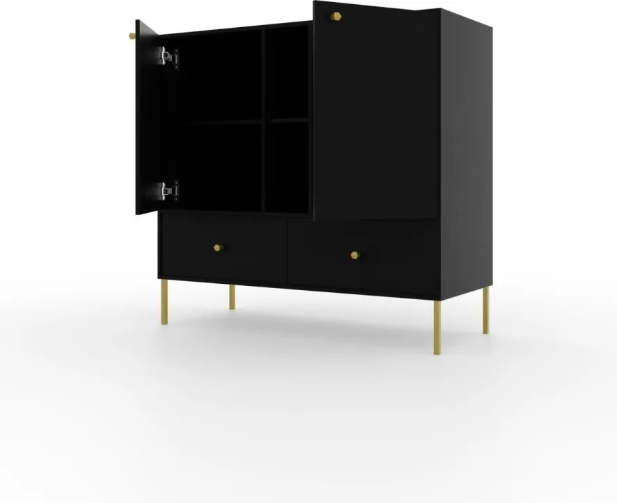 Comodă cu doua usi si doua sertare, 100x41x95cm, Tili System, ADRK Furniture (Culoare: Eucalipt / Eucalipt)