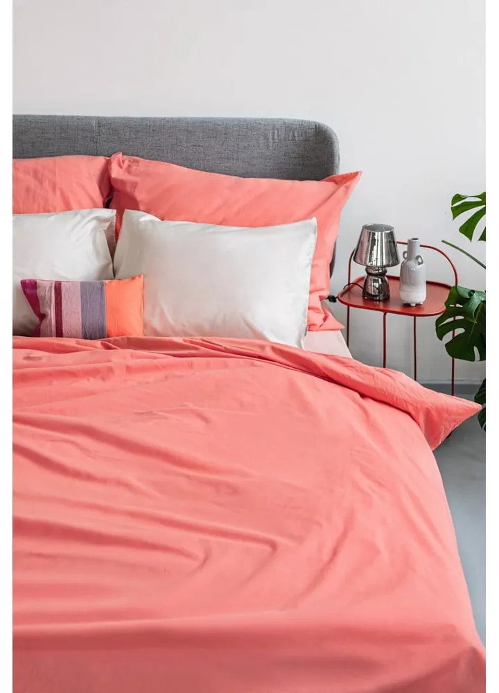 Lenjerie pentru pat dublu din bumbac Bonami Selection, 200 x 220 cm, roz corai