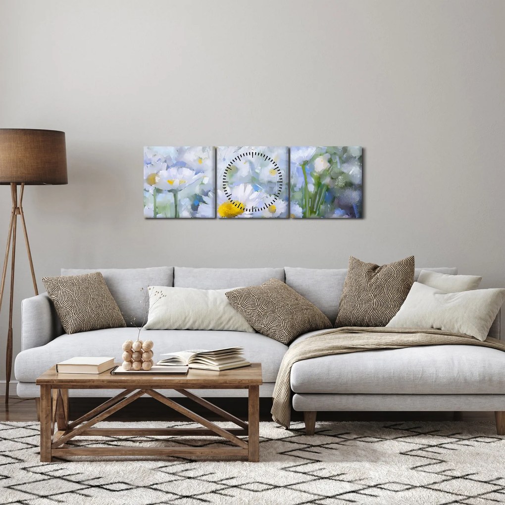 Tablou - În margaretă (cu ceas) (90x30 cm)