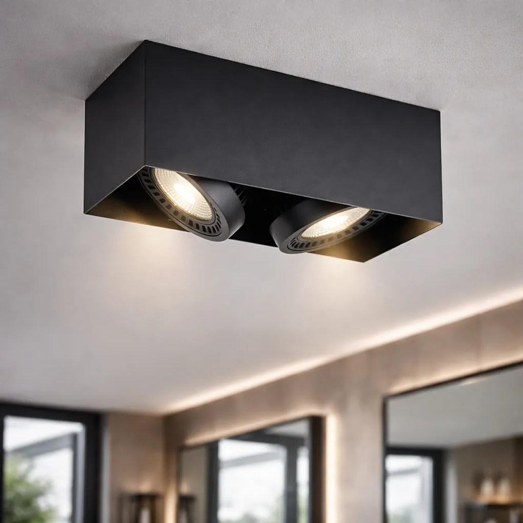 Spot modern negru montat la suprafață, incl. LED dimabil cu 2 lumini - Dionysos