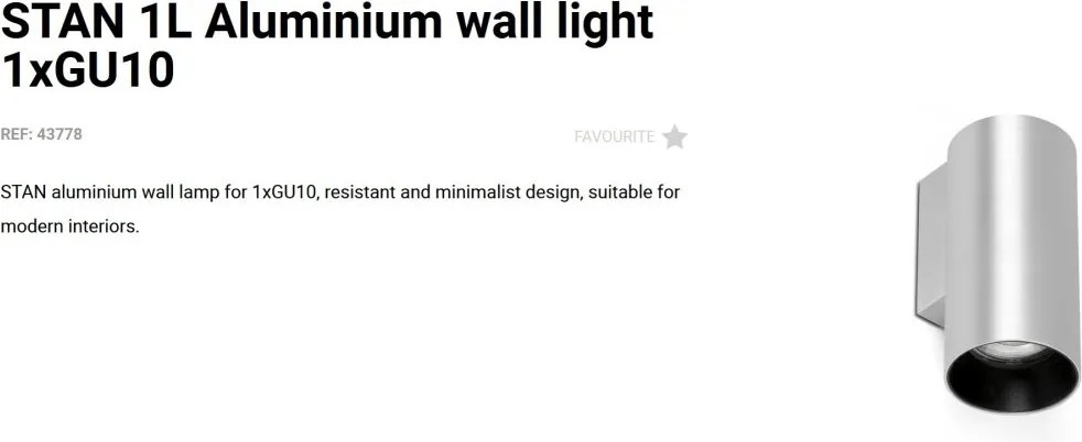 Aplica perete ambientala design modern STAN aluminiu/negru