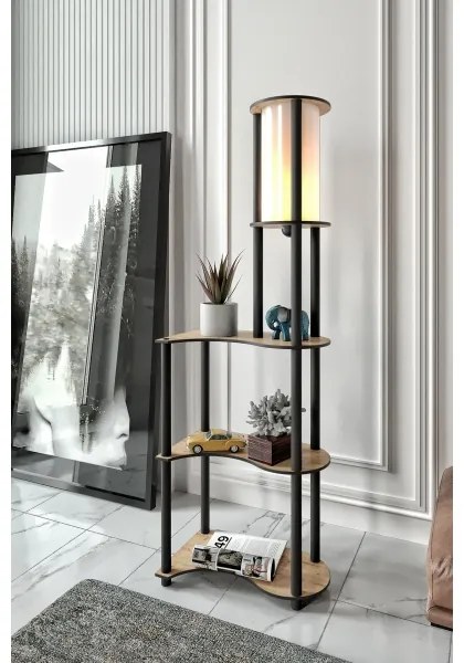 Lampă de podea NOTO cu polițe 1xE27/40W/230V bej/negru