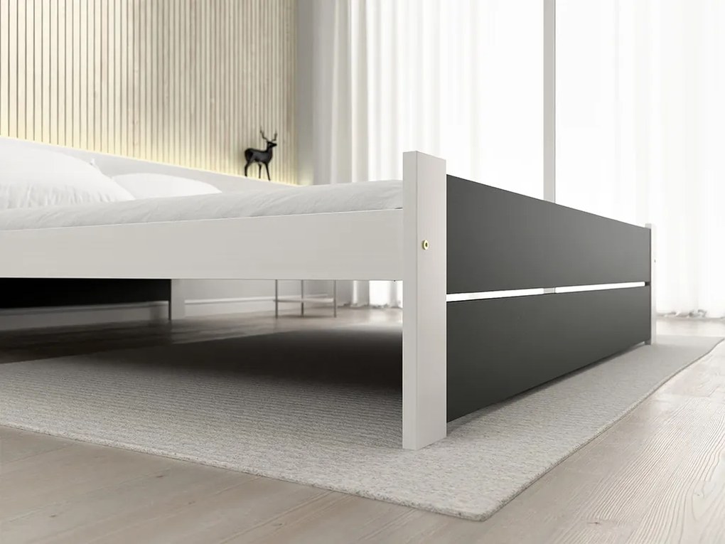 Pat dublu IKAROS DOUBLE 180 x 200 cm, antracit/alb Saltele: Cu saltele Deluxe 10 cm, Somiera pat: Cu lamele curbate