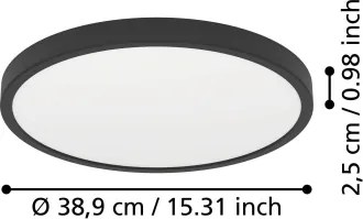 Eglo 901301-LED FUEVA Lampă stradală LED, 17 W, 230 V, 2700/4000/6500 K, Ø 38,9 cm, negru