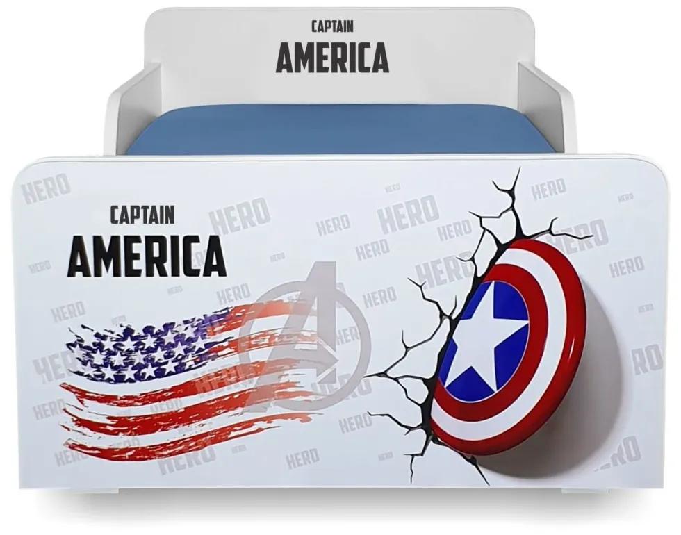 Pat copii Captain America 2-12 ani cu sertar