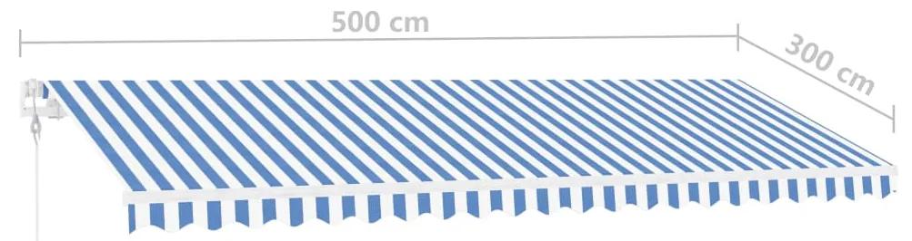 Copertina autonoma retractabila automat albastrualb 500x300 cm Albastru si alb, 500 x 300 cm
