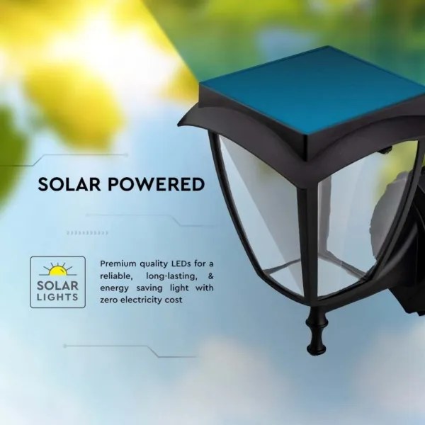 Lampă solară de perete LED/2W/3,7V 3000/6000K IP65 2200 mAh neagră